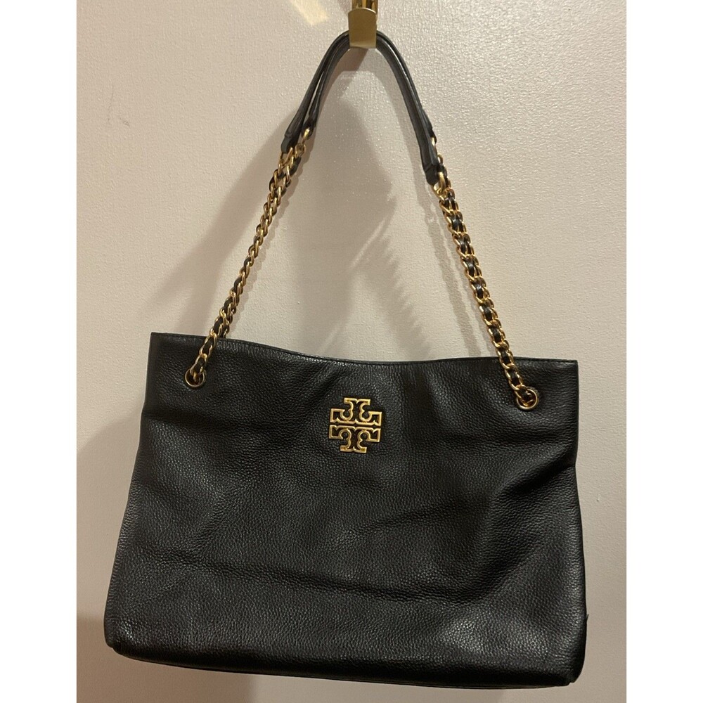 Tory Burch Triple Compartment Women's Handbag - Black Pebble Leather